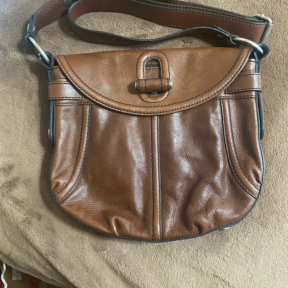 Fossil boho Brown Leather Crossbody Bag